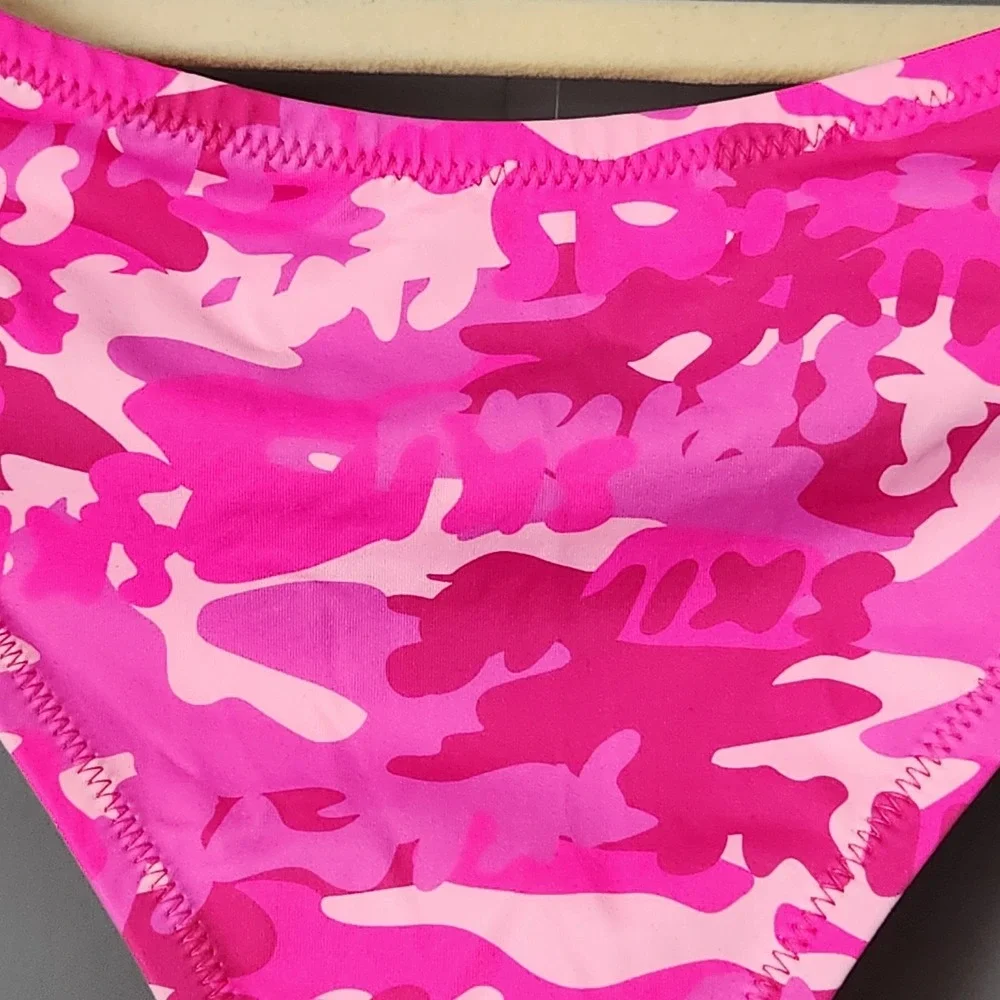 New SKIMS Recycled Swim Thong Pink Camo Bikini Bottom 2X NWT Rare SW-THG-0782